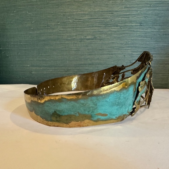 Vintage brass belt with turquoise patina main image 7